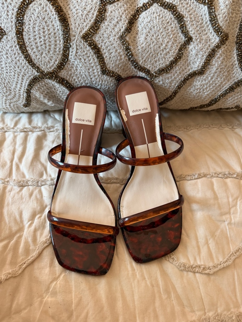 Dolce Vita Tortoiseshell Square-Toe Slide Heels